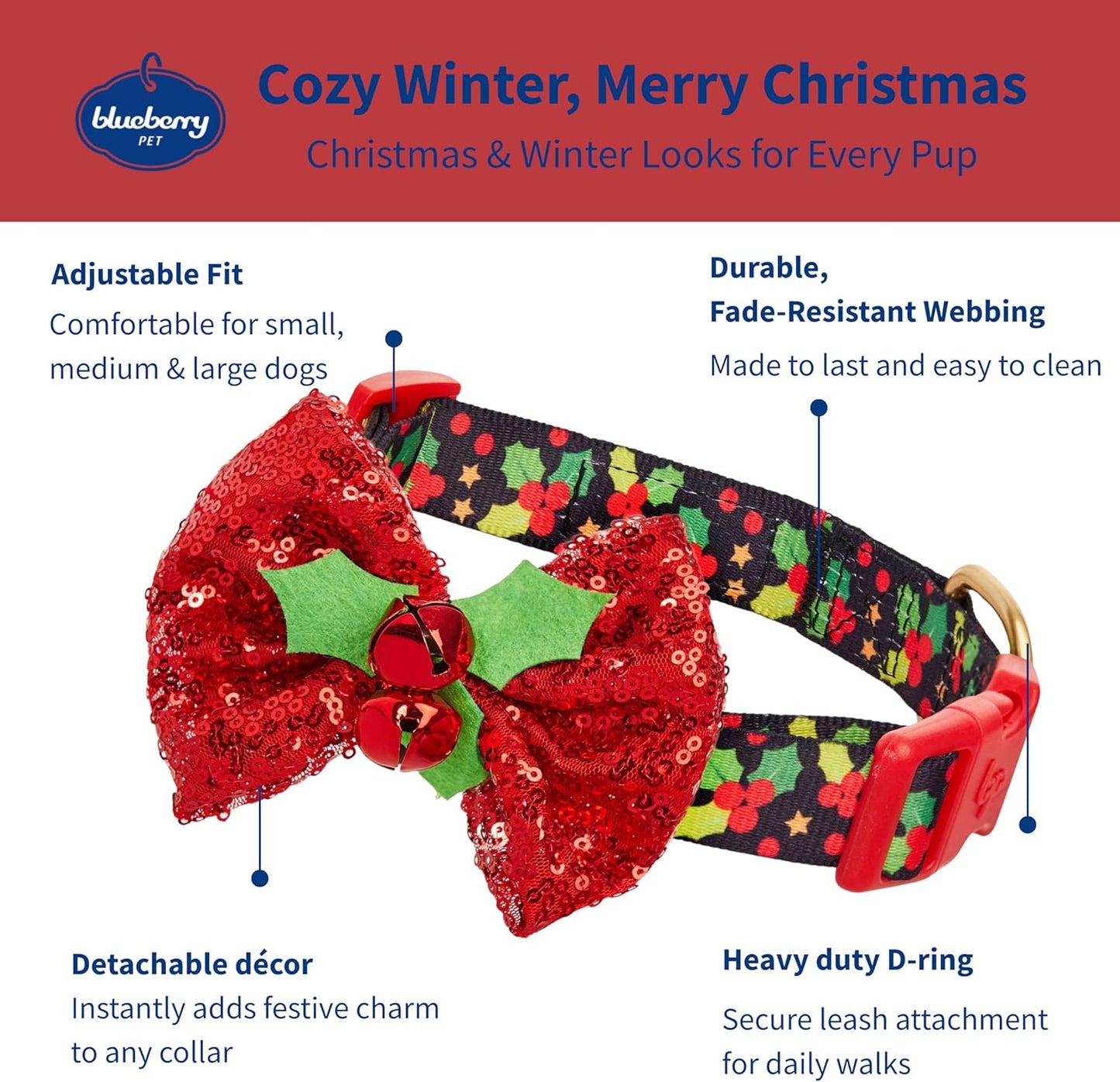 10+ Designs Holiday Christmas Festival Dog Collars, Collar Covers