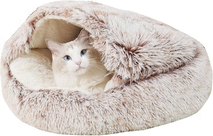 2-In-1 round Cushion & Warm Pet House for Cats and Small Dogs
