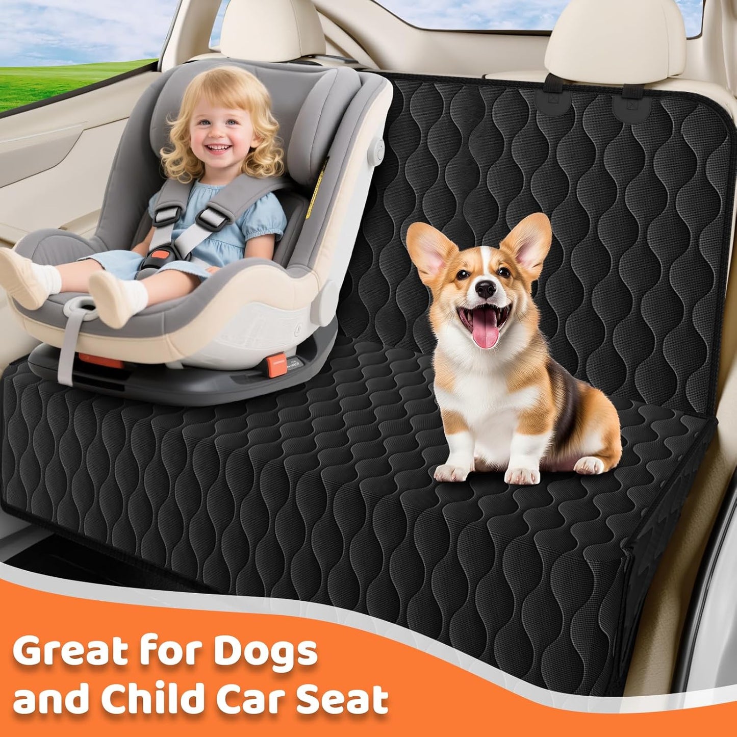 100% Waterproof Pet Seat Cover Car Seat Cover for Pets - Scratch Proof & Nonslip Backing & Hammock, Quilted, Padded, Durable Pet Seat Covers for Cars Trucks and Suvs