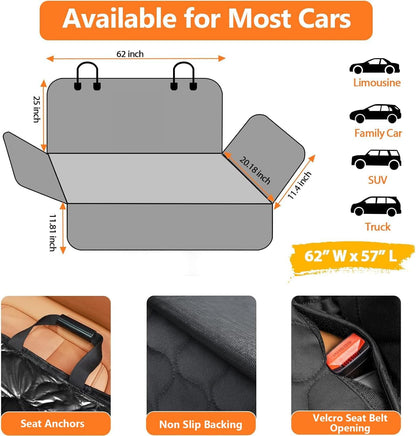 100% Waterproof Pet Seat Cover Car Seat Cover for Pets - Scratch Proof & Nonslip Backing & Hammock, Quilted, Padded, Durable Pet Seat Covers for Cars Trucks and Suvs